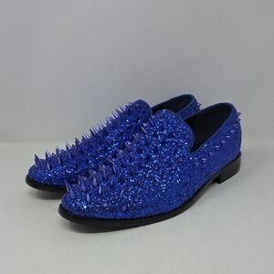 Enzo Romeo Sparkling Blue Spiked Loafers Men's Size 10